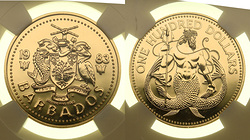 Барбадос. 100 долларов 1983 года. В слабе NGC MS69.
