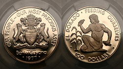Гайана. 100 долларов 1977 года. Proof. В слабе PCGS PR70DCAM.