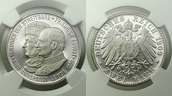 Германия. Саксония. Фридрих Август III. 2 марки 1909 года. Proof. В слабе NGC PROOF-66+ Ultra Cameo